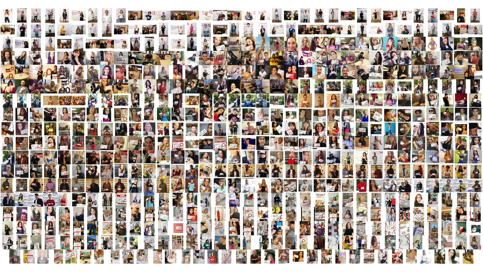 A collage of celebrities and members of the Pinnertest community